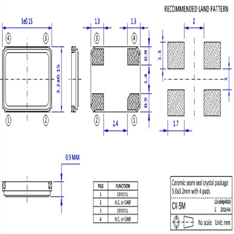 NKG晶振,S5M19.2000F18M23-EXT,5032mm晶振,6G移動應(yīng)用晶振