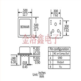 B19005-BDMHP-20.000000,Bomar石英插件晶振,B19005溫補差分晶振