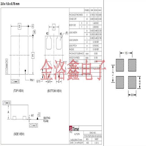 SIT1602BI-71-18E-33.333000E,SiTime有源晶振,2016黑色面陶瓷晶振