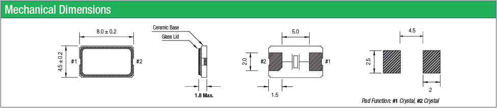 無源進口2腳晶體,貼片8045石英晶振,QC8GB晶振