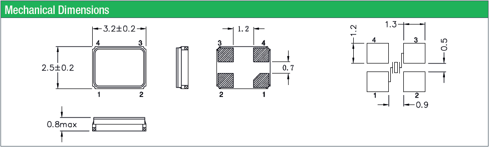 進(jìn)口無(wú)源諧振器,小體積3225晶振,QC32晶振