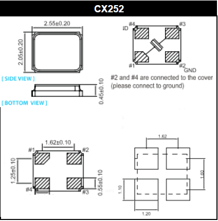2520小型4腳晶振,美國(guó)進(jìn)口石英晶振,CX252晶振