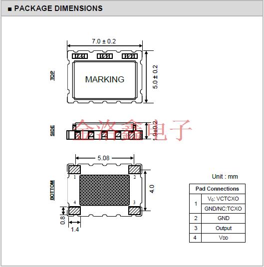 TXZ-K05OP05-12.800M,7050貼片晶振,智能手機(jī)晶振,TX-K低功耗晶振